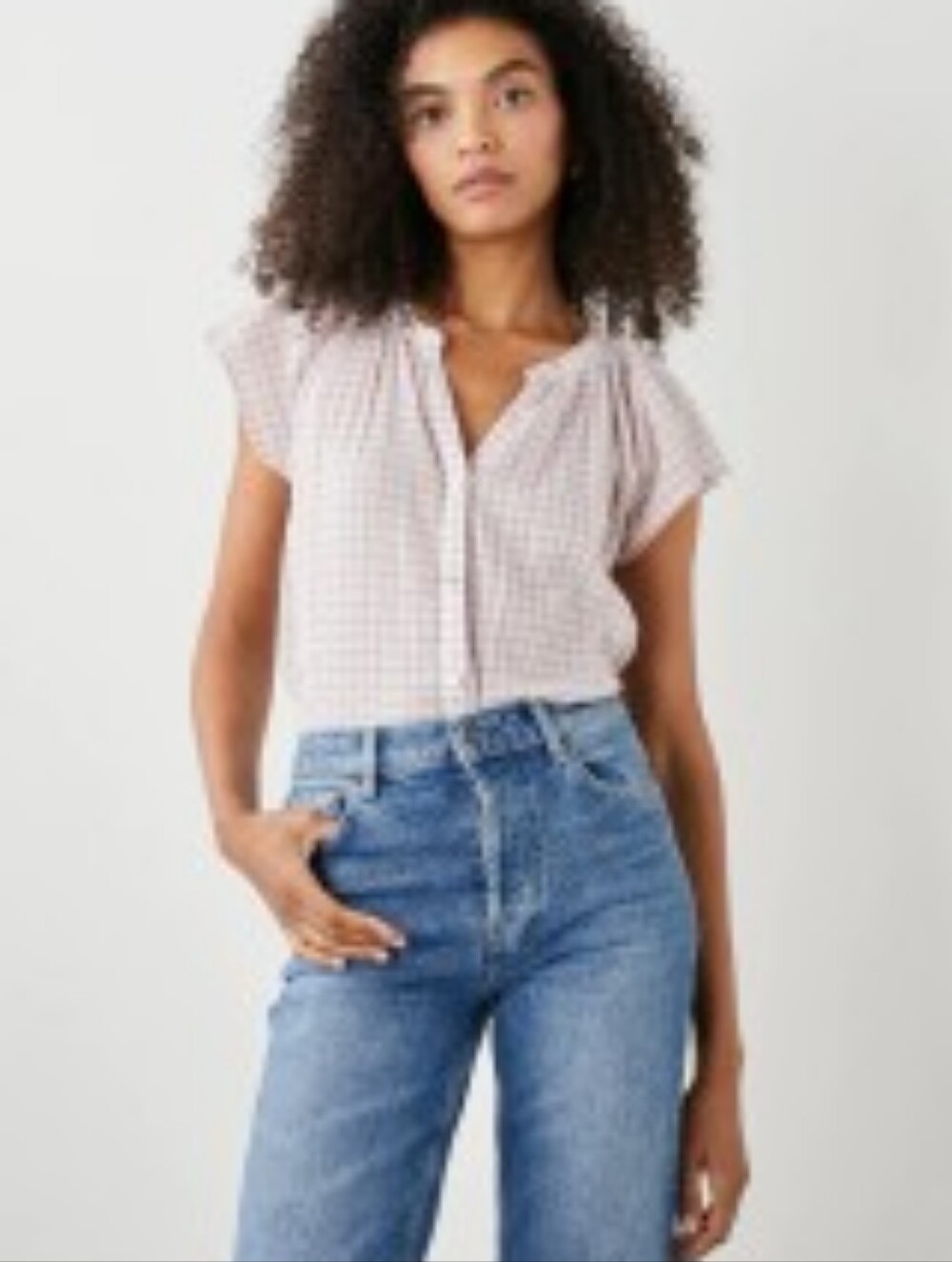 Rails Alena Soft Rose Check, Flutter Sleeve